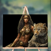 Jungle Girl and Her Pet Leopard Acrylic Wall Sign (Neutre)