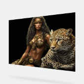 Jungle Girl and Her Pet Leopard Acrylic Wall Sign (Angle)
