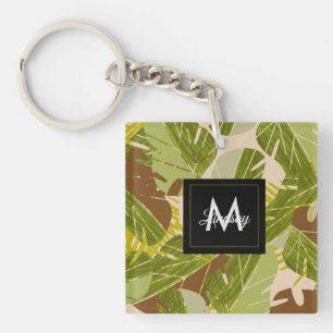 Jungle Groene Safari Blad Tropisch Handgetekend Sleutelhanger