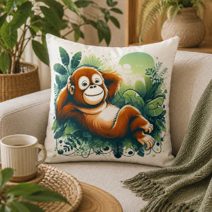 Jungle Harmony: op orang-oetans geïnspireerd Kussen