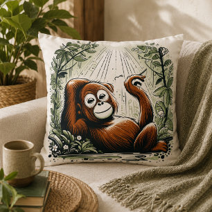 Jungle Harmony: orang-oetan inspiratie Kussen