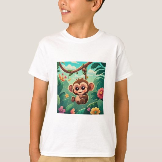 "Jungle Joy : Collectio T-Shirt de singe de bébé j (Devant)