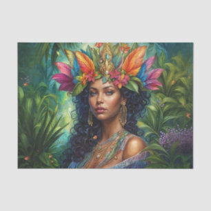 Jungle Koningin Portret Afrikaans-Amerikaans Tropi Tissuepapier
