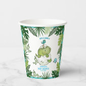 Jungle Leaves and Hatching Dino Boy Baby Shower  Papieren Bekers (Voorkant)
