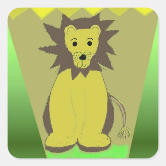 Jungle Leeuw Vierkante Sticker (Voorkant)