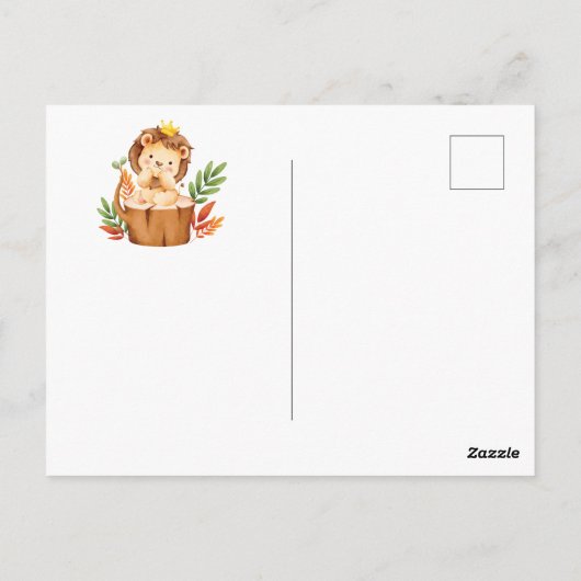 Jungle Leeuwenbaby Shower Bedankkaart Briefkaart (Achterkant)