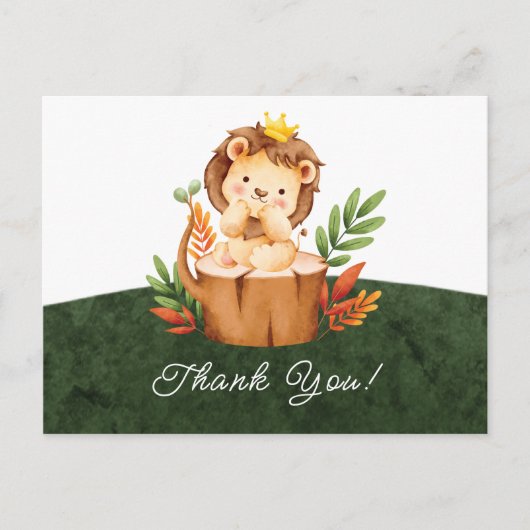 Jungle Leeuwenbaby Shower Bedankkaart Briefkaart (Voorkant)