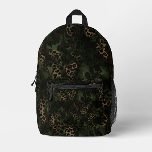 Jungle Leopard Camouflage Pattern Bedrukte Rugzak (Voorkant)