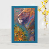 jungle lions carte de voeux (Fleur jaune)