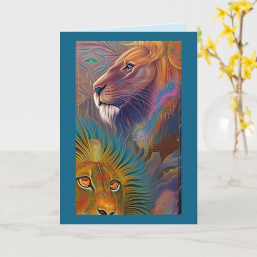 jungle lions carte de voeux (Fleur jaune)