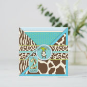 Jungle Monkey Second Birthday Invitation Blue (Debout devant)