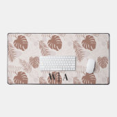 Jungle Monstera Mocha Mousse Beige Preppy Monogram (Clavier et souris)