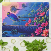 Jungle Moon Blue Parrot Paradise Theedoek (Gevouwen)