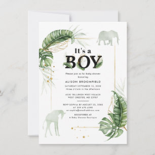 Jungle Olifant Giraffe Botanische Jongen Baby Show Kaart