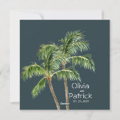 Jungle palmier aquarelle tropicale invitation (Dos)