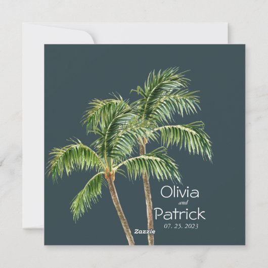 Jungle palmier aquarelle tropicale invitation (Dos)