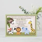 Jungle Pals Animaux Baby shower Invitation (Debout devant)