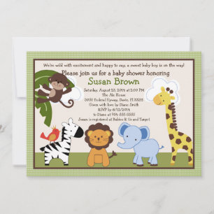 Jungle Pals Animaux Baby shower Invitation