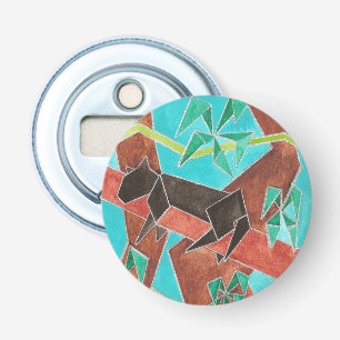 Jungle Panter Originele Abstracte Kunst Button Flesopener
