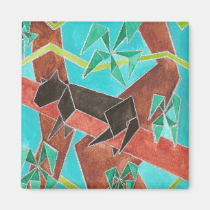 Jungle Panter Originele Abstracte Kunst Magneet