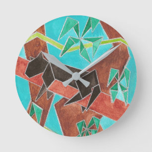 Jungle Panter Originele Abstracte Kunst Ronde Klok