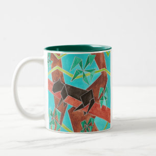 Jungle Panter Originele Abstracte Kunst Tweekleurige Koffiemok