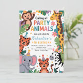 Jungle Party Animals Birthday Kaart (Staand voorkant)