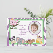 Jungle Party Animaux Plat merci note (Debout devant)