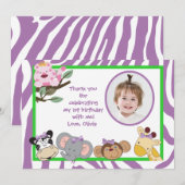 Jungle Party Animaux Plat merci note (Devant / Derrière)