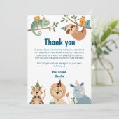 Jungle Party dier, Bedankt voor de party uitnodigi (Staand voorkant)