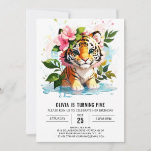 Jungle Princess Tiger Cub Anniversaire Invitation