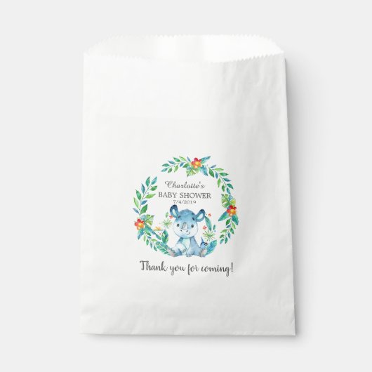Jungle Rhino Baby shower Favoriser les sacs (Devant)
