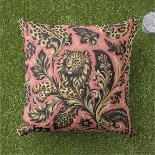 Jungle Roze en Zwarte Luipaard Buitenkussen