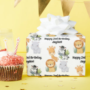 Jungle Safari 1e 2e 3e 4e verjaardag Cadeaupapier