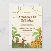 Jungle Safari 1er anniversaire Invitation (Devant)