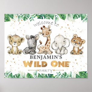 Jungle Safari 1er Anniversaire Poster de bienvenue