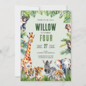 Jungle Safari 4ème anniversaire Invitation (Devant)
