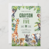Jungle Safari 5ème anniversaire Invitation (Devant)