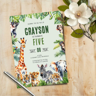 Jungle Safari 5ème anniversaire Invitation