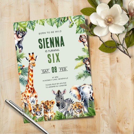 Jungle Safari 6ème anniversaire Invitation