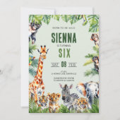 Jungle Safari 6ème anniversaire Invitation (Devant)