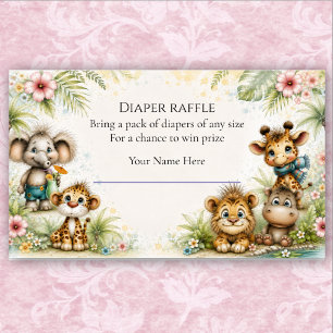 Jungle Safari Aimal Baby Shower Informatiekaartje