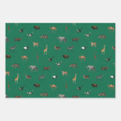 Jungle Safari Animals Pattern Blue Green Grey Inpakpapier Vel (Voorkant 2)