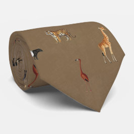 Jungle Safari Animals Pattern Camel Brown Neck Tie Stropdas