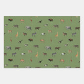 Jungle Safari Animals Pattern Green Brown Grey Inpakpapier Vel (Voorkant 3)