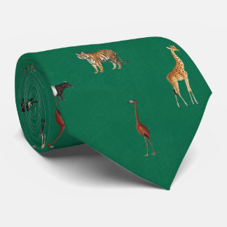 Jungle Safari Animals Pattern Kelly Green Neck Tie Stropdas