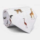 Jungle Safari Animals Pattern Stone White Neck Tie Stropdas (Opgerold)