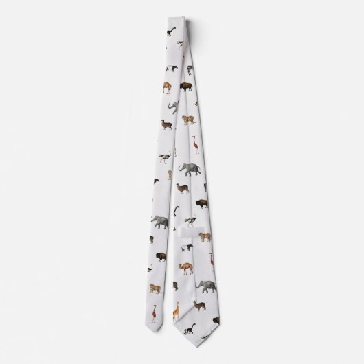 Jungle Safari Animals Pattern Stone White Neck Tie Stropdas (Achterkant)