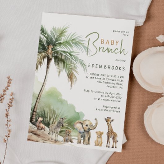 Jungle Safari Animaux Baby Brunch Invitation