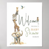 Jungle Safari Animaux Baby shower Affiche de bienv (Devant)